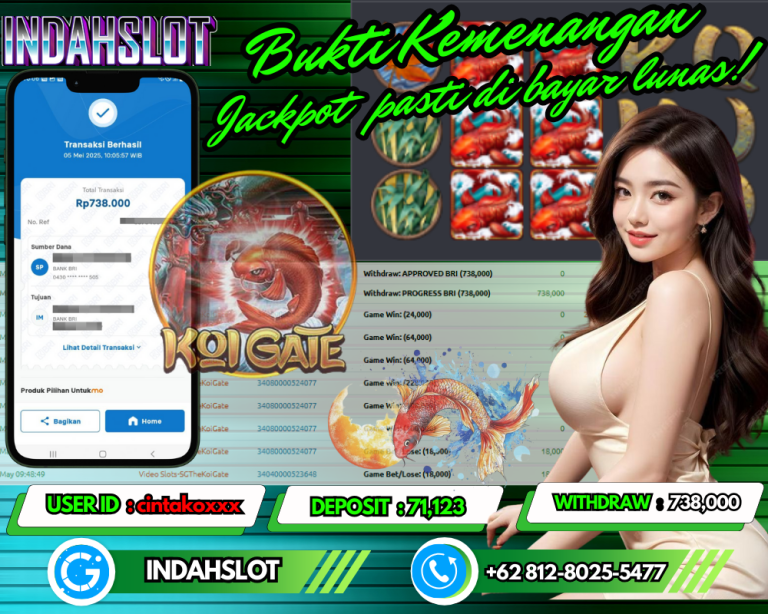 INDAHSLOT JACKPOT KOI GATE Rp.738,000,- LUNAS!!