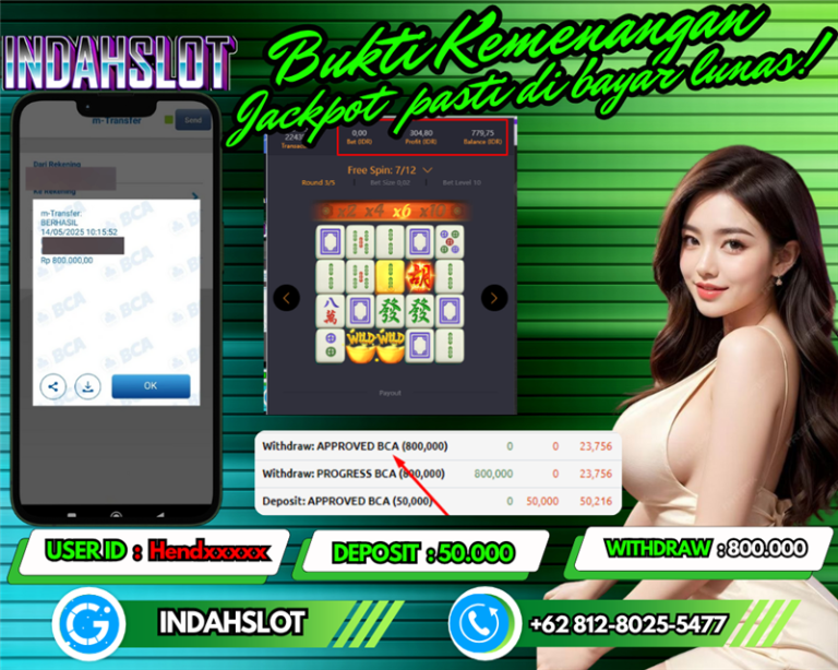 INDAHSLOT JACKPOT MAHJONG WAYS Rp.800,000,- LUNAS!!
