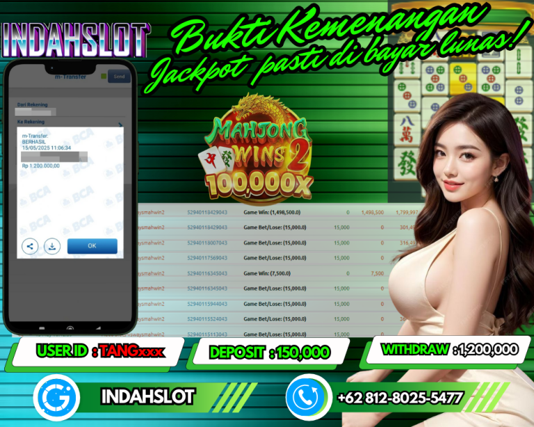 INDAHSLOT JACKPOT Mahjong Wins 2 Rp.1,200,000,- LUNAS!!