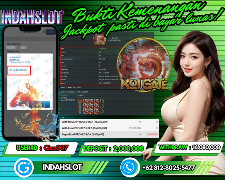 INDAHSLOT JACKPOT KOI GATE Rp.16.080,000,- LUNAS!!