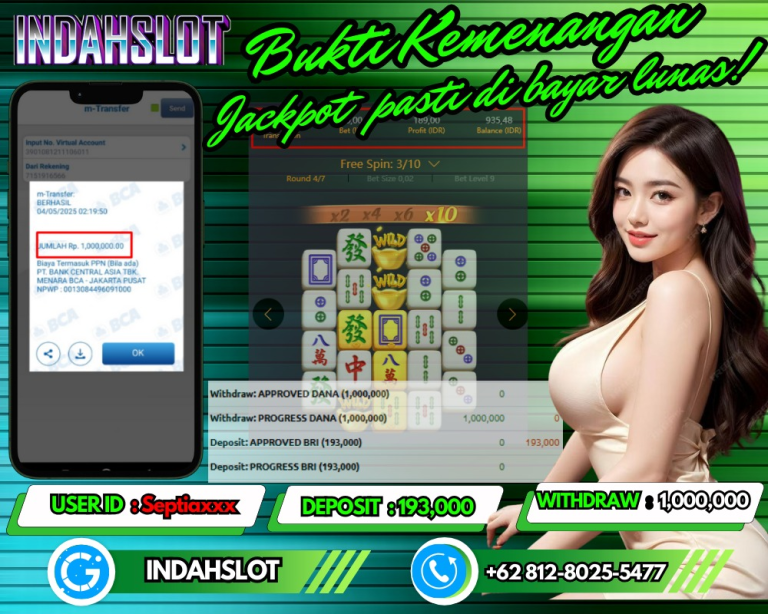 INDAHSLOT JACKPOT MAHJONG WAYS 2 Rp.1,000,000,- LUNAS!!