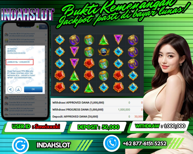 INDAHSLOT JACKPOT Gates of Olympus 1000 Rp.1.000.000,- LUNAS!!