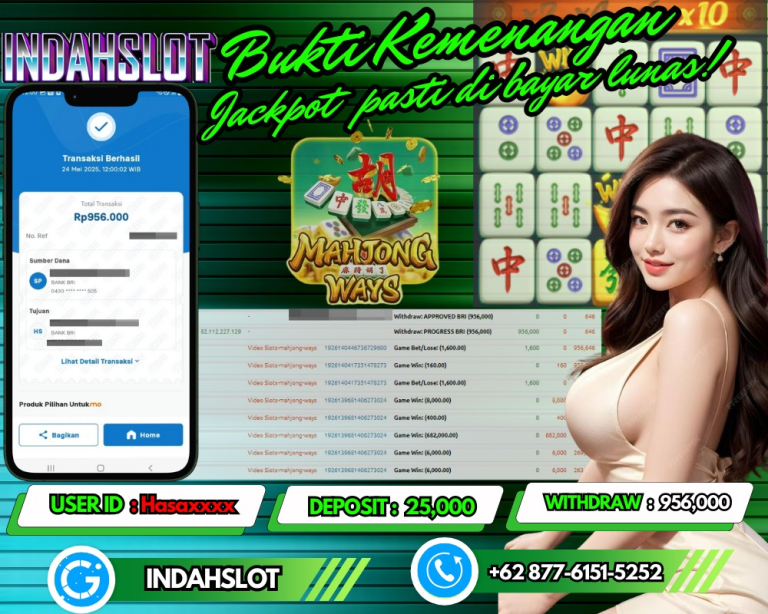 INDAHSLOT JACKPOT MAHJONG WAYS Rp.956,000,- LUNAS!!