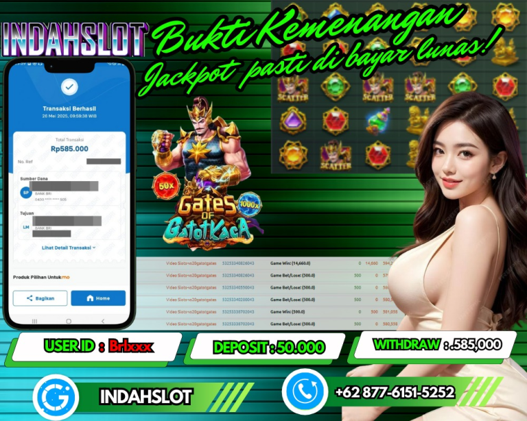 INDAHSLOT JACKPOT GATES OF GATOT KACA Rp.585,000,- LUNAS!!
