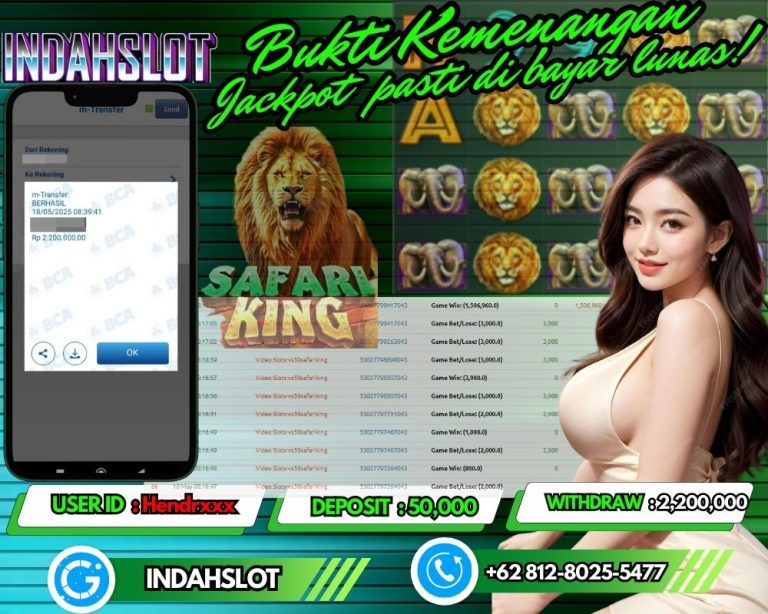 INDAHSLOT JACKPOT SAFARI KING Rp.2,200,000,- LUNAS!!