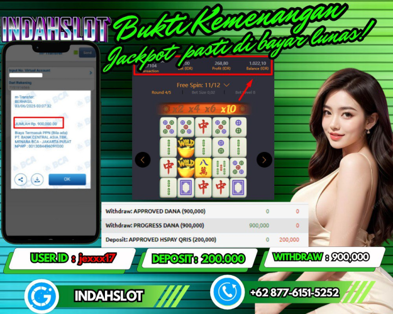 INDAHSLOT JACKPOT MAHJONG WAYS Rp.900,000,- LUNAS!!