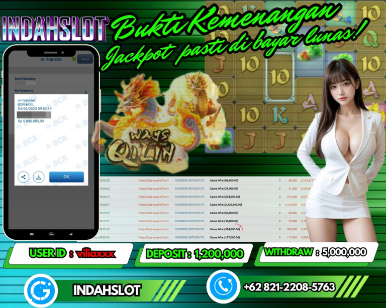 INDAHSLOT JACKPOT WAYS OF THE QILIN Rp.5,000,000,- LUNAS!!