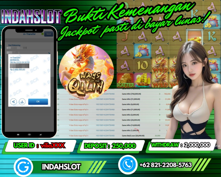 INDAHSLOT JACKPOT WAYS OF THE QILIN Rp.2,000,000,- LUNAS!!