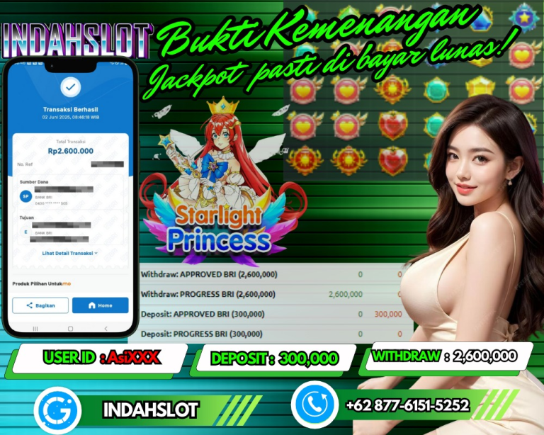 INDAHSLOT JACKPOT STARLIGHT PRINCESS Rp.2,600,000,- LUNAS!!