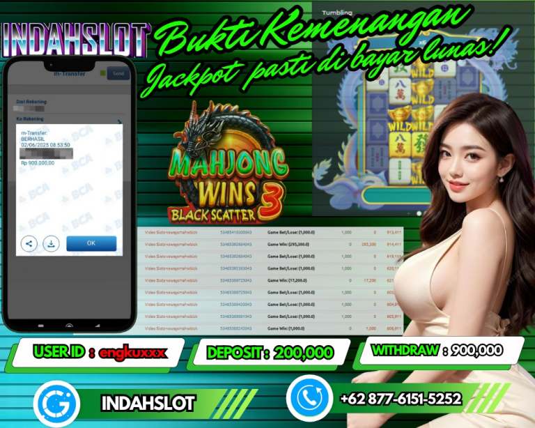 INDAHSLOT JACKPOT Mahjong Wins 3 – Black Scatter Rp.900,000,- LUNAS!!