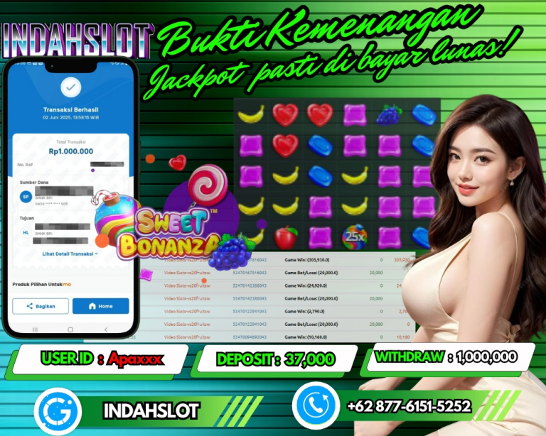 INDAHSLOT JACKPOT SWEET BONANZA Rp.1,000,000,- LUNAS!!