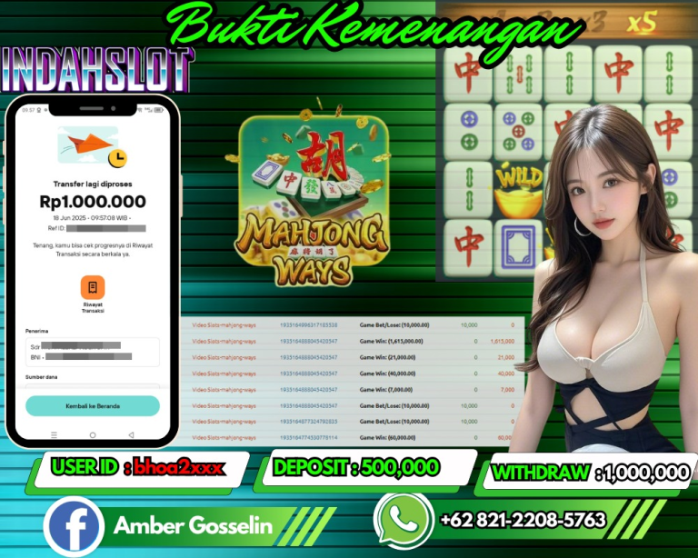 INDAHSLOT JACKPOT MAHJONG WAYS Rp.1,000,000,- LUNAS!!