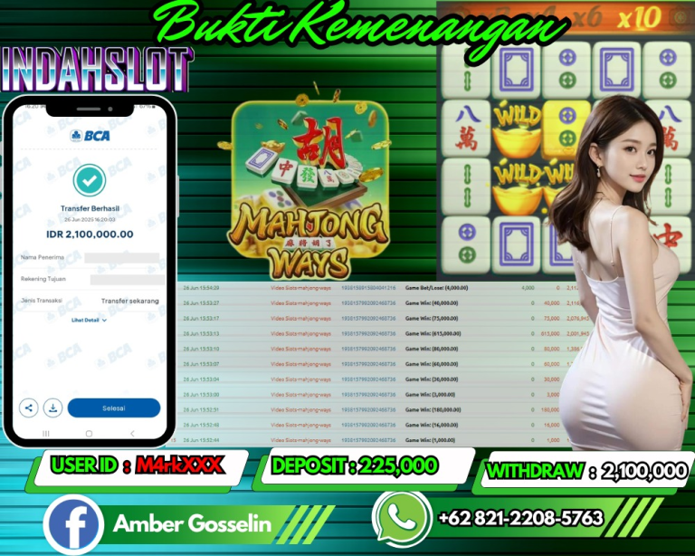 INDAHSLOT JACKPOT MAHJONG WAYS Rp.2,100,000,- LUNAS!!
